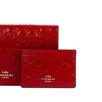 Coach Boxed Anna Foldover Clutch Crossbody And Card Case Set In Signature Canvas Vermelha - imagem 3
