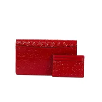 Coach Boxed Anna Foldover Clutch Crossbody And Card Case Set In Signature Canvas Vermelha - imagem 2
