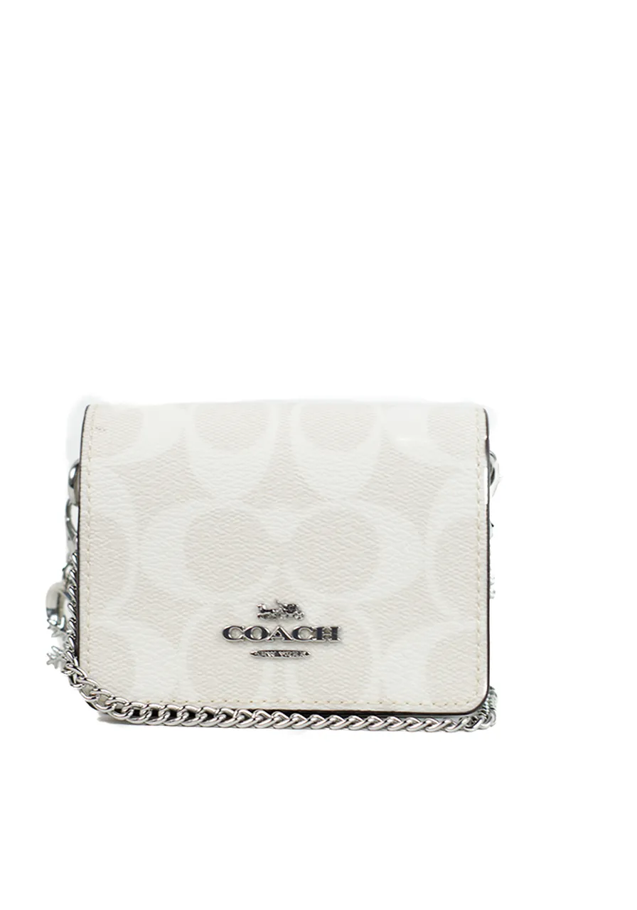 Coach Boxed Mini Wallet On A Chain In Signature Canvas