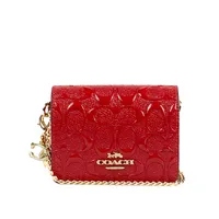 Coach Boxed Mini Wallet On A Chain In Signature Canvas Vermelha - imagem 1