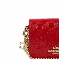 Coach Boxed Mini Wallet On A Chain In Signature Canvas Vermelha - imagem 2