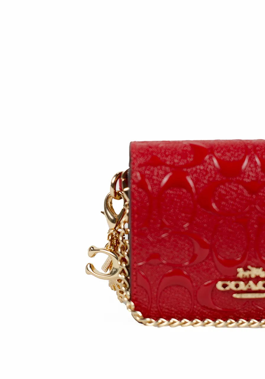 Coach Boxed Mini Wallet On A Chain In Signature Canvas Vermelha