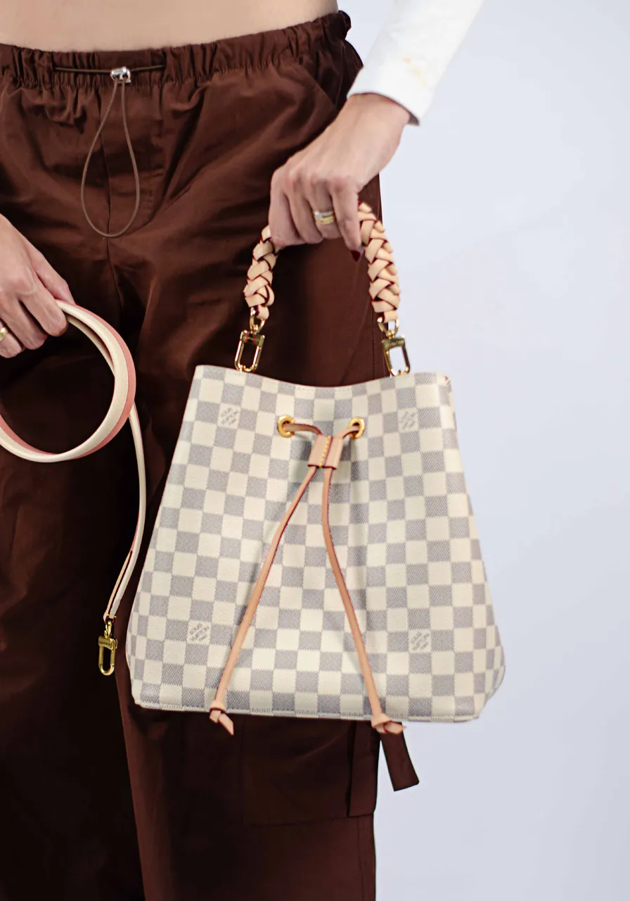 Louis Vuitton Damier Azur Braided Neonoe MM Peach Cream