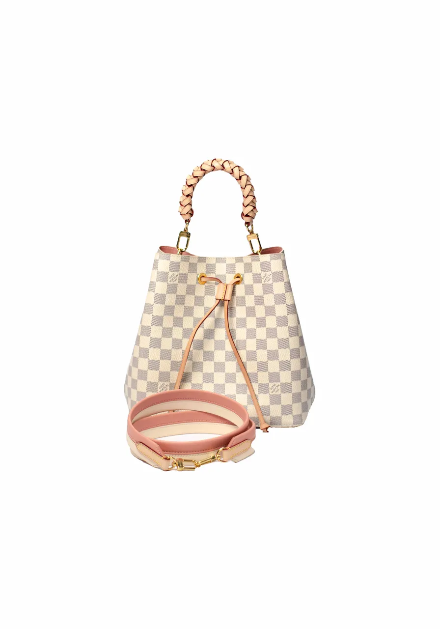 Louis Vuitton Damier Azur Braided Neonoe MM Peach Cream