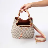 Louis Vuitton Damier Azur Braided Neonoe MM Peach Cream - imagem 5