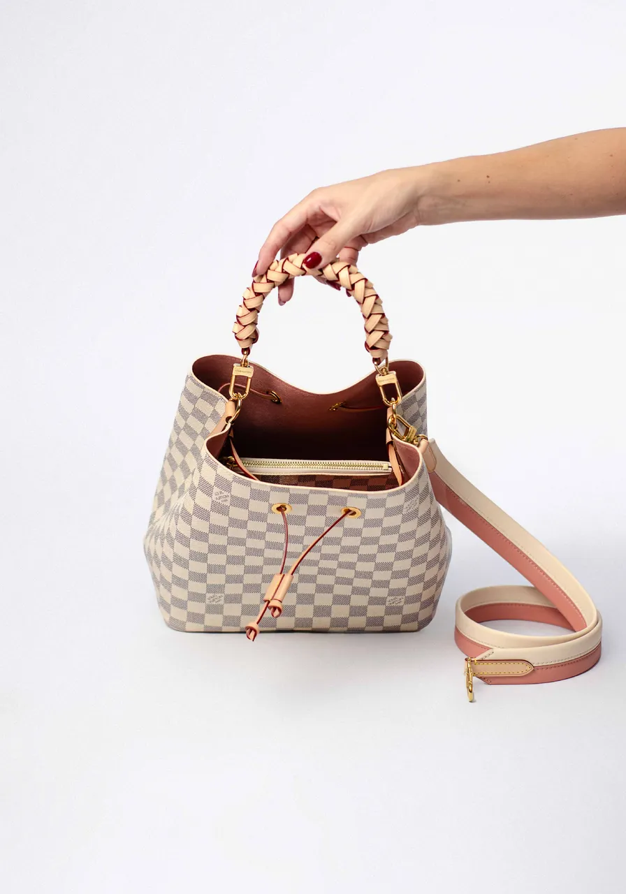 Louis Vuitton Damier Azur Braided Neonoe MM Peach Cream