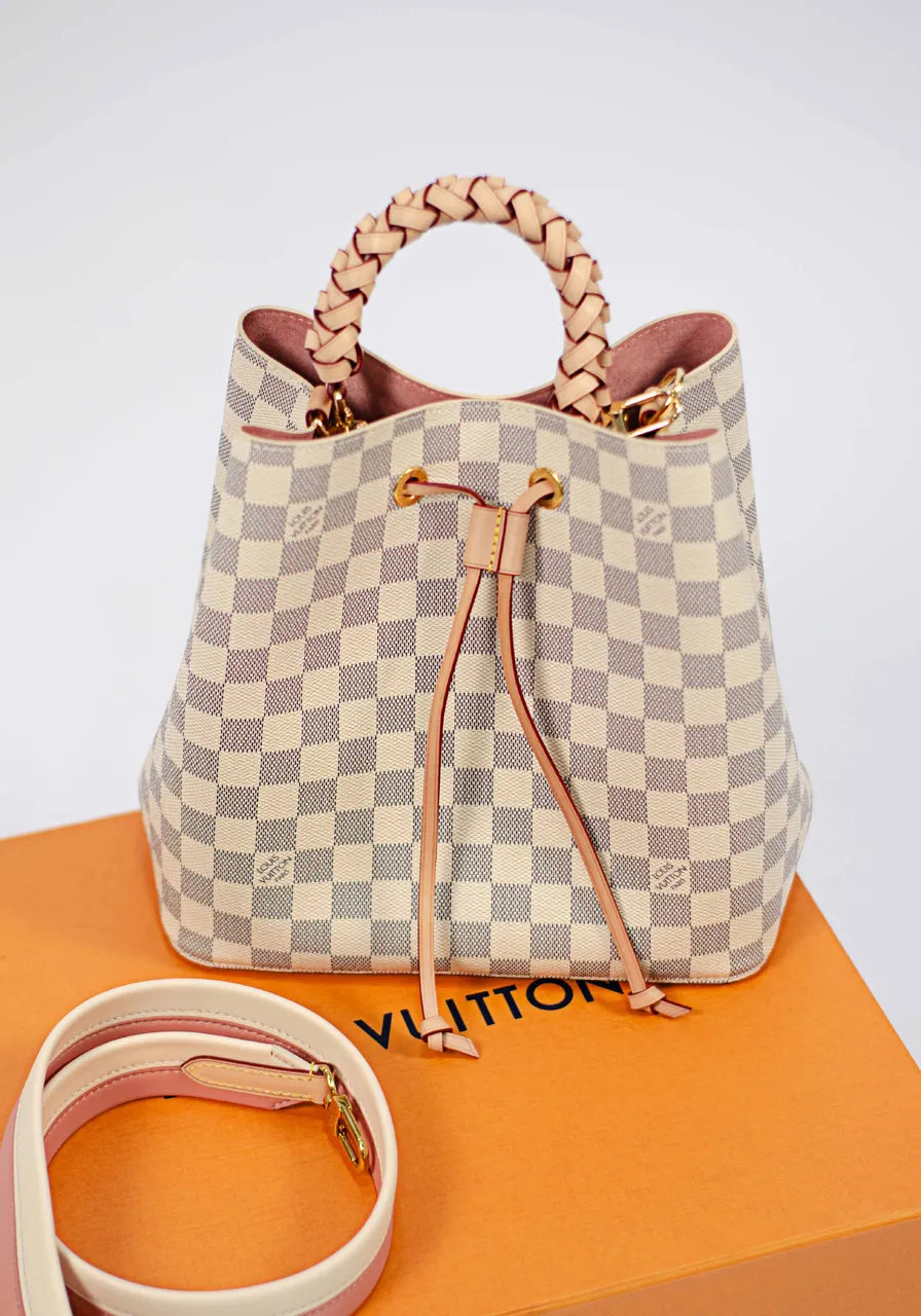 Louis Vuitton Damier Azur Braided Neonoe MM Peach Cream