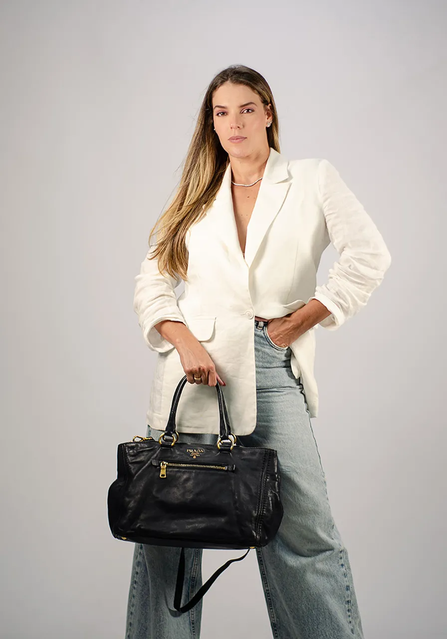 Prada Black Leather Tote Bag