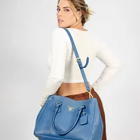 Prada Blue Vitello Daino Shopper - imagem 4