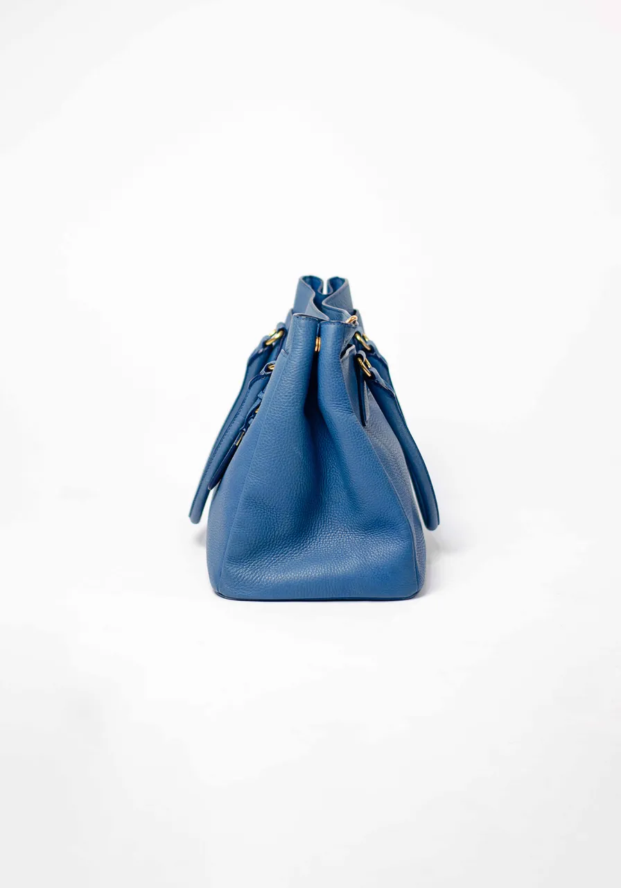 Prada Blue Vitello Daino Shopper