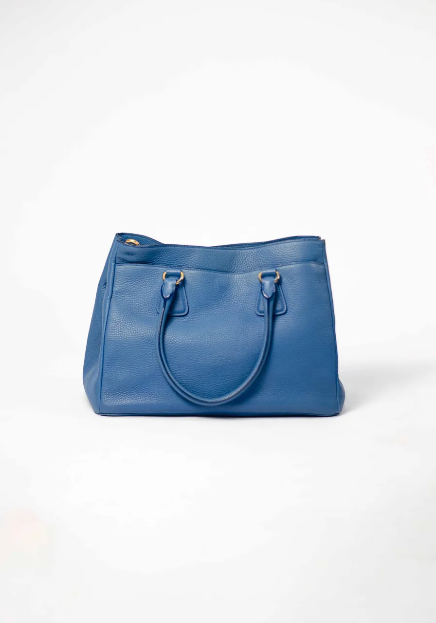 Prada Blue Vitello Daino Shopper