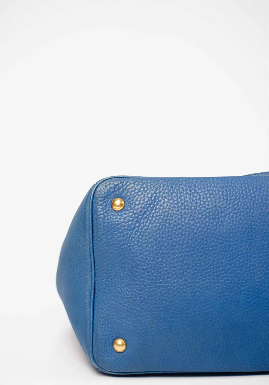 Prada Blue Vitello Daino Shopper