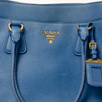 Prada Blue Vitello Daino Shopper - imagem 3