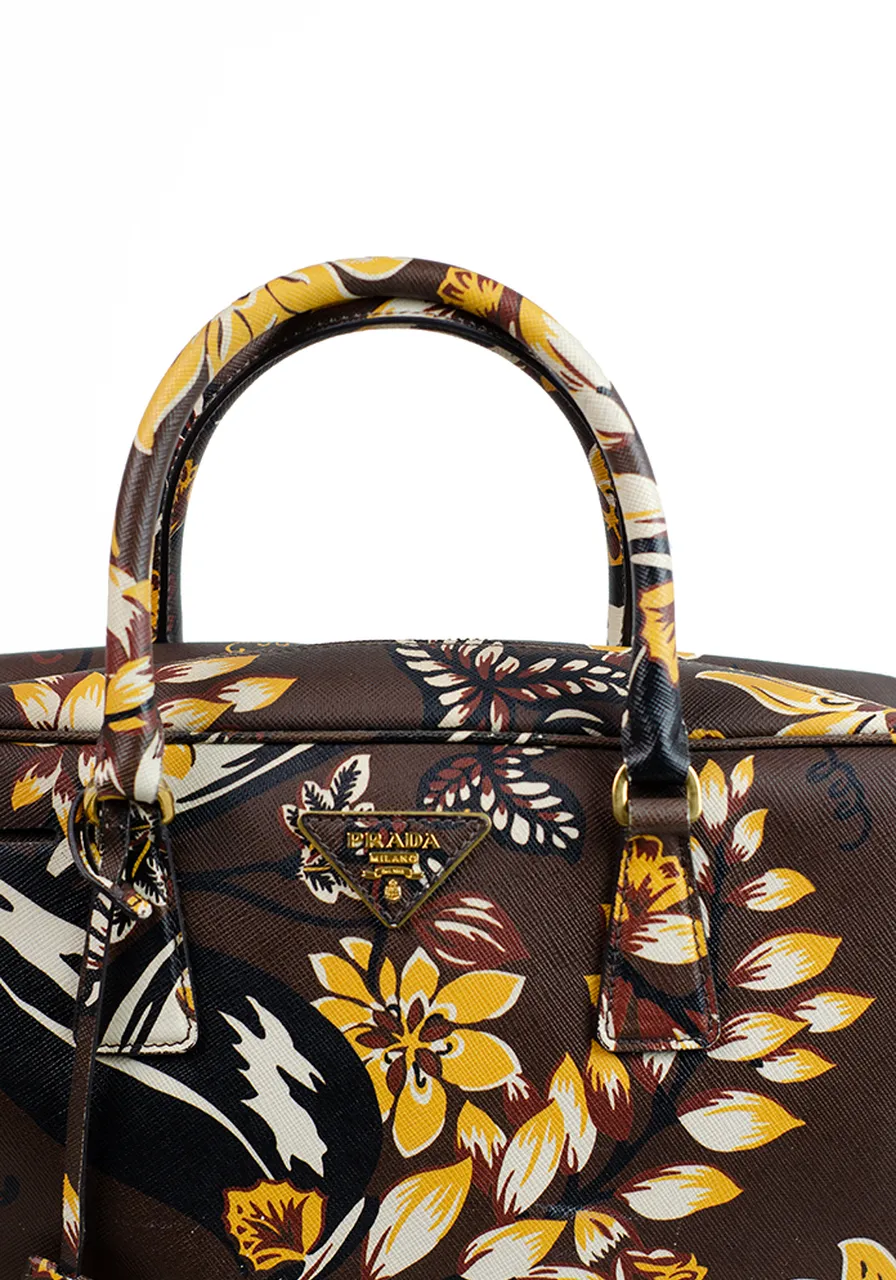 Prada Convertible Bauletto Bag Printed Saffiano Large