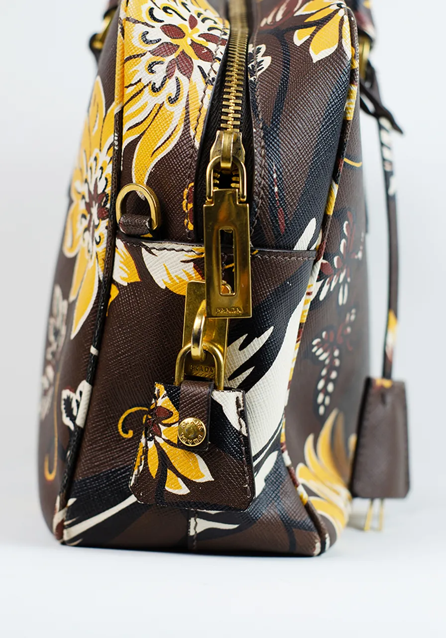 Prada Convertible Bauletto Bag Printed Saffiano Large