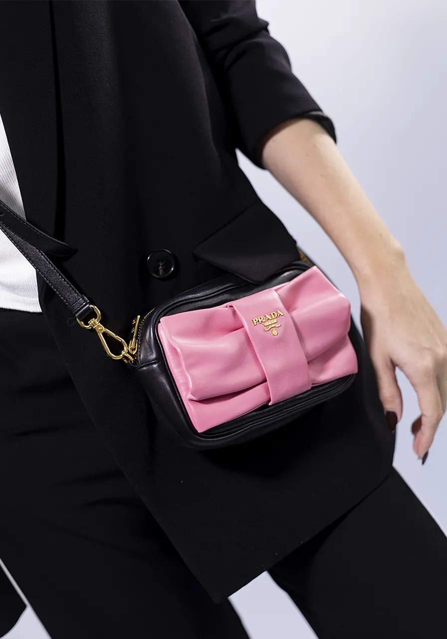 Prada Nappa Fiocco Bow Crossbody Clutch 