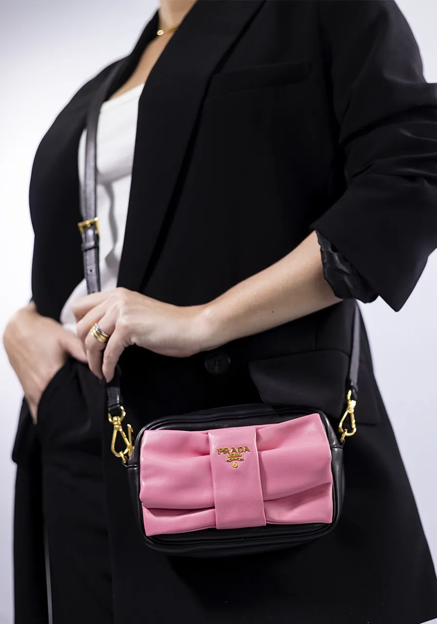 Prada Nappa Fiocco Bow Crossbody Clutch 