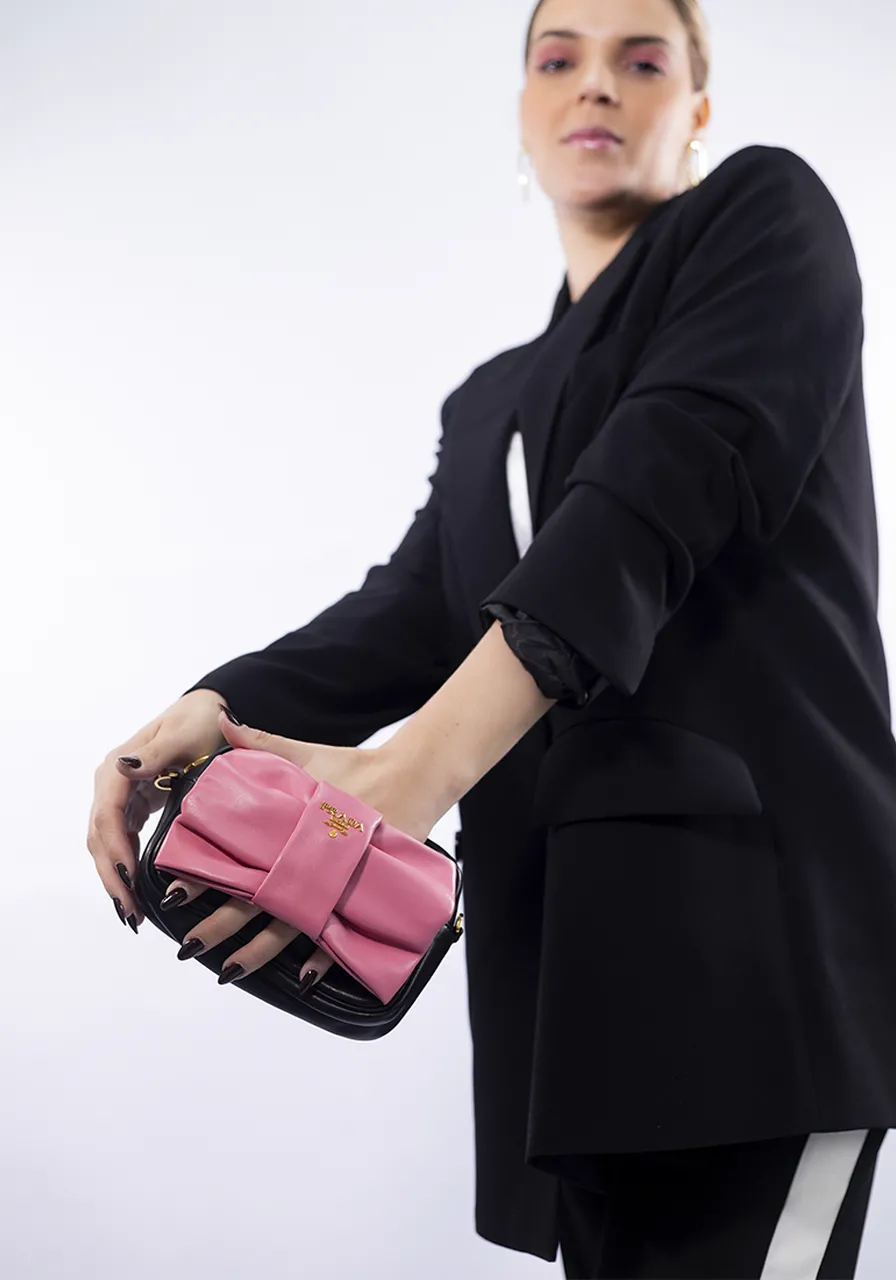 Prada Nappa Fiocco Bow Crossbody Clutch 