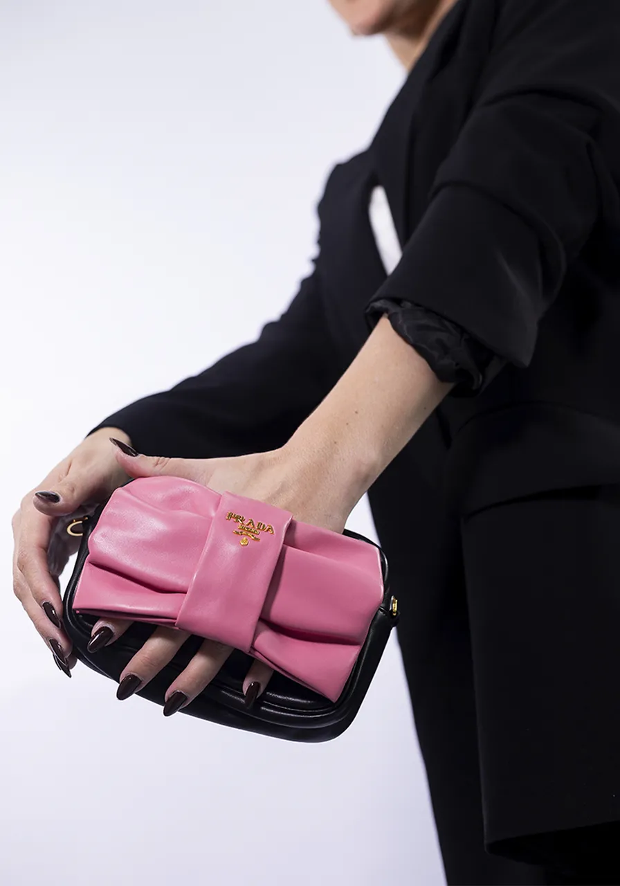 Prada Nappa Fiocco Bow Crossbody Clutch 