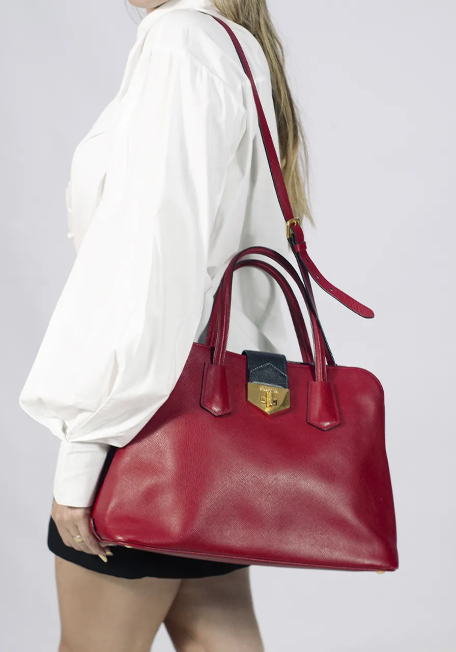 Prada Double Handle Saffiano Cuir
