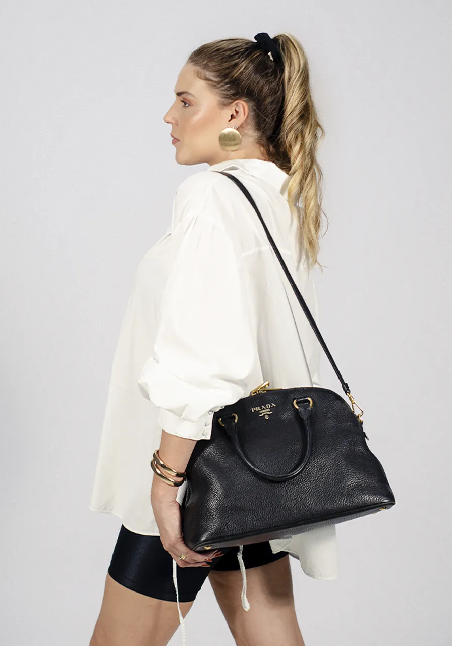 Prada Promenade Leather Handbag 