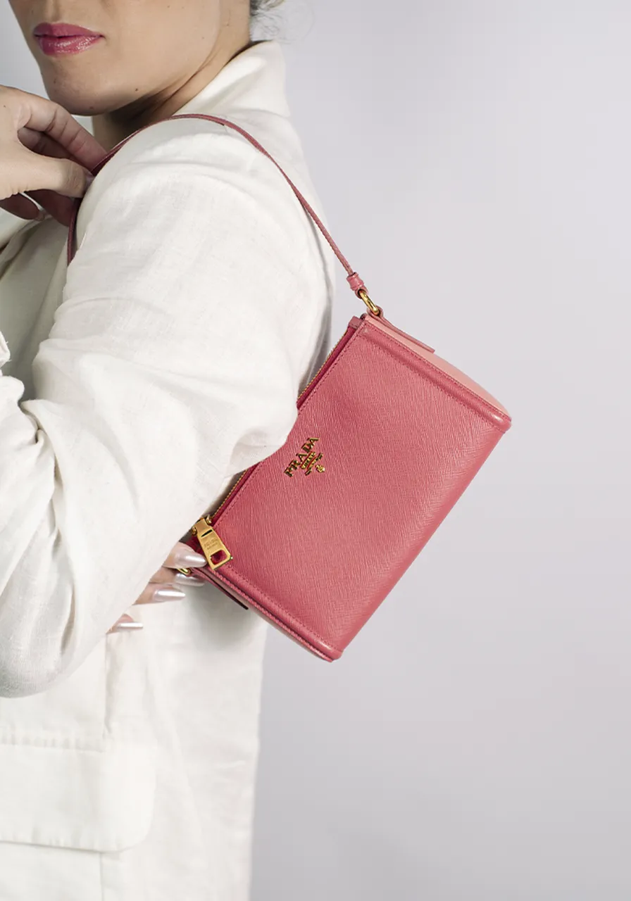 Prada Saffiano Mini Bicolor Shoulder Bag 