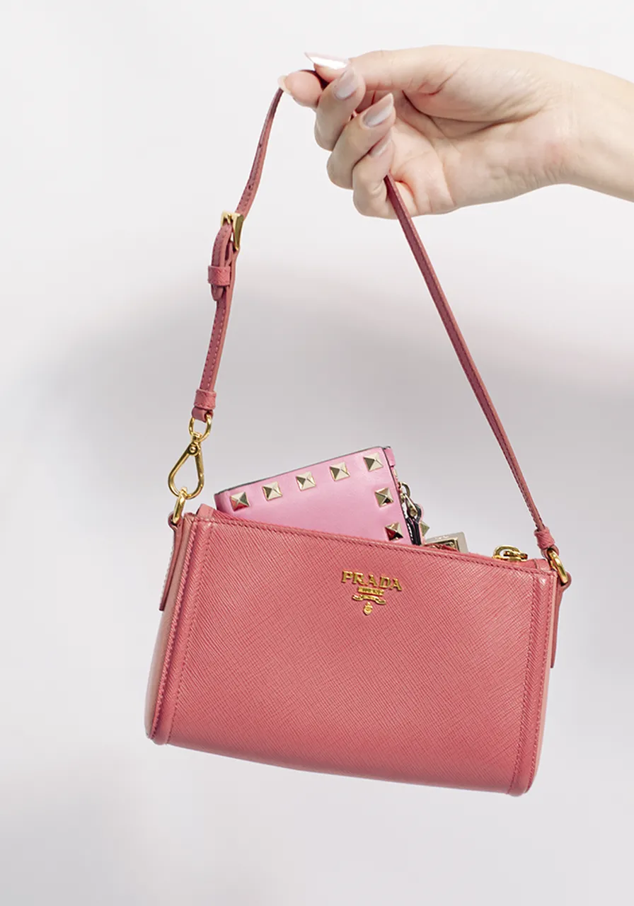 Prada Saffiano Mini Bicolor Shoulder Bag 