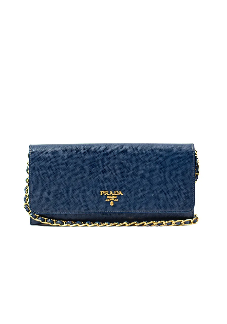 Prada Blue Saffiano Wallet 