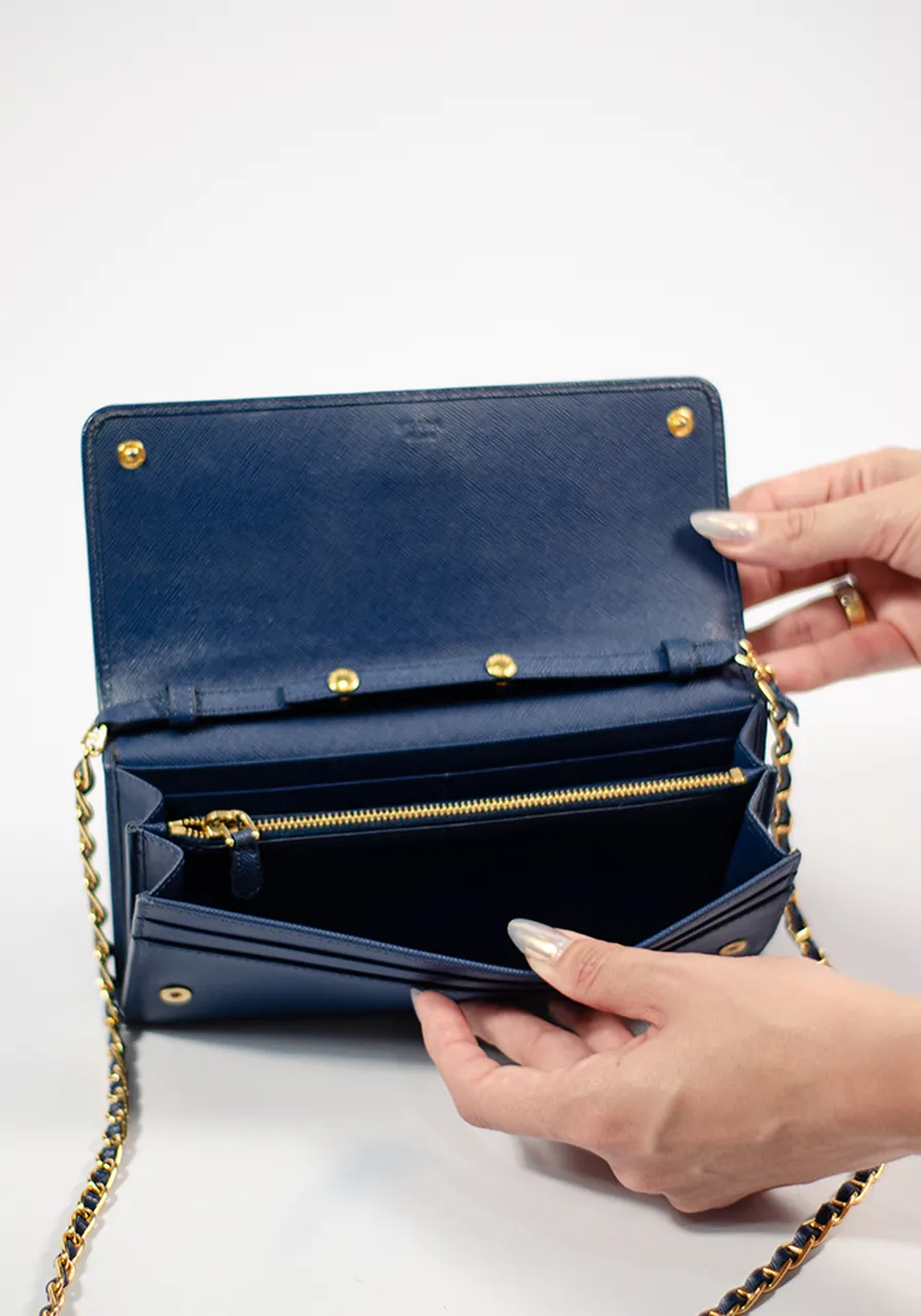 Prada Blue Saffiano Wallet 