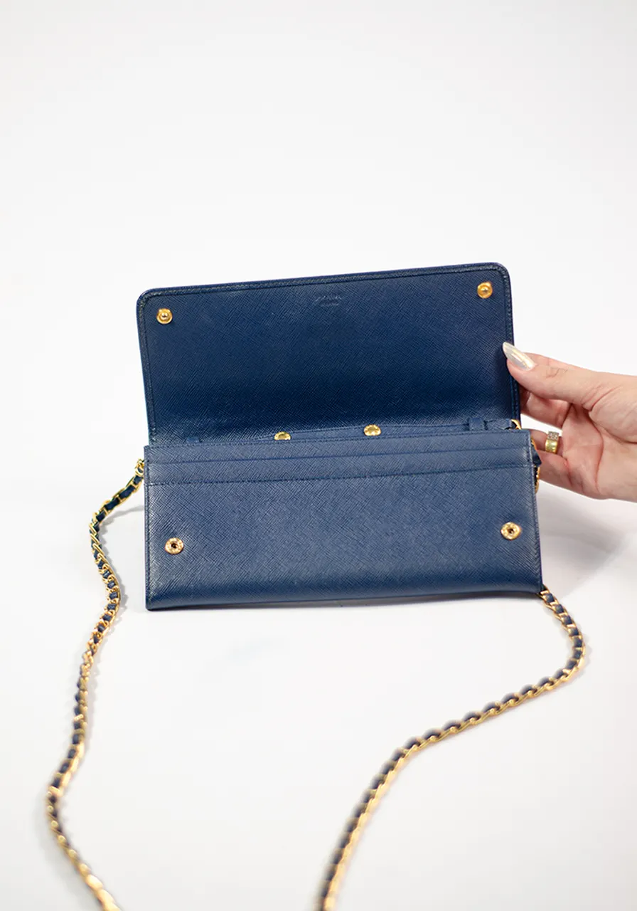 Prada Blue Saffiano Wallet 