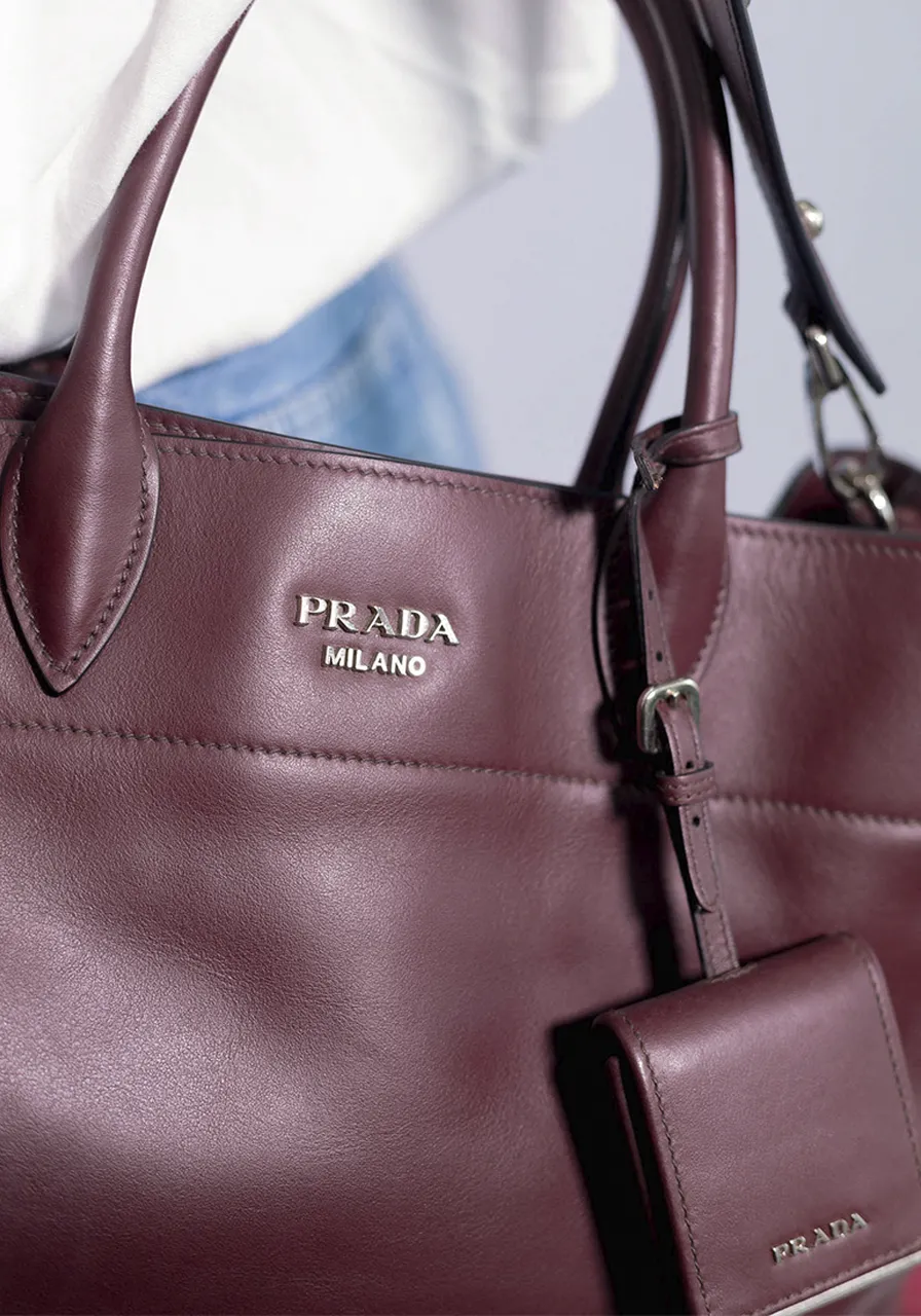 Prada Vittelo Lux Tote Vinho