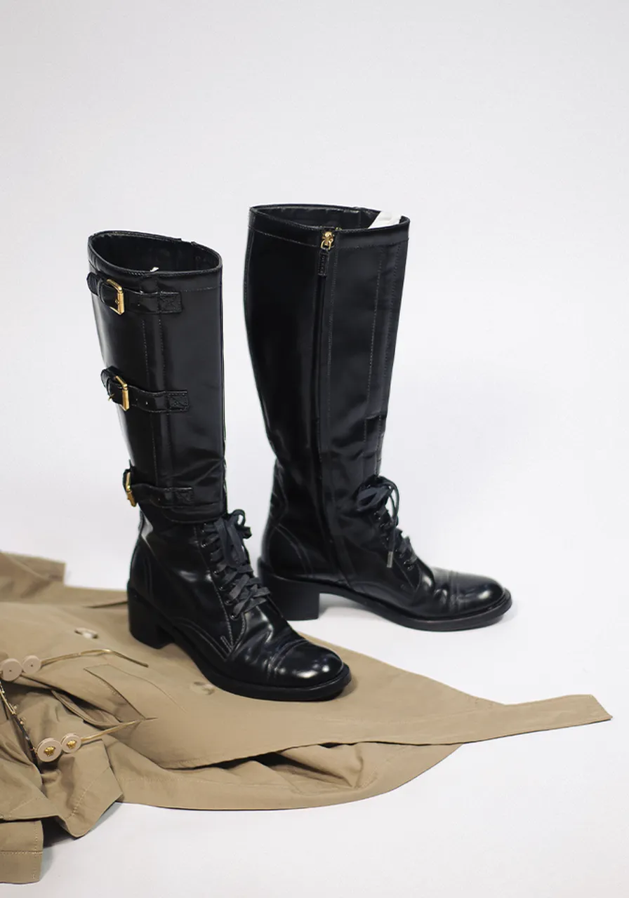 Bota Gucci Patent Leather Combatboots 