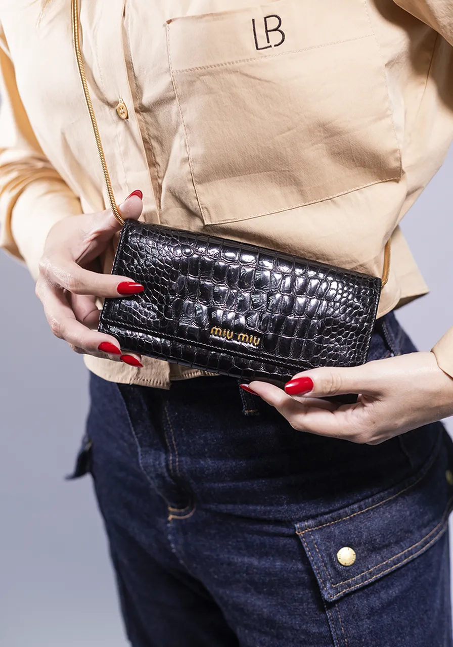 Carteira Miu Miu Croco Flap