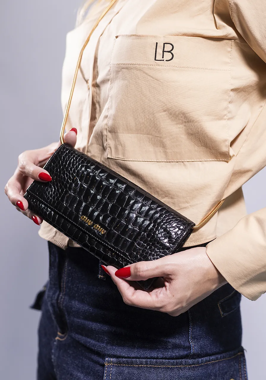 Carteira Miu Miu Croco Flap