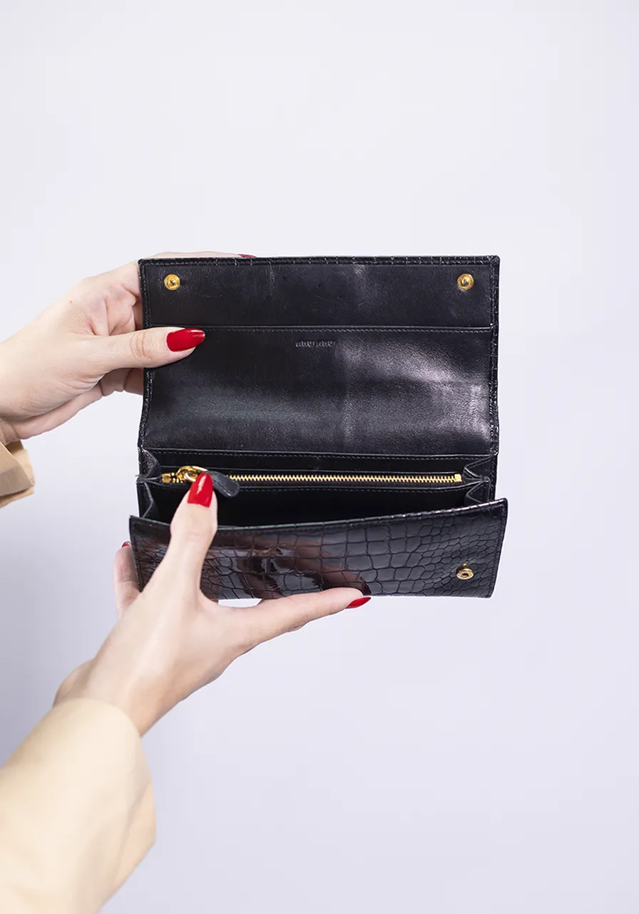 Carteira Miu Miu Croco Flap