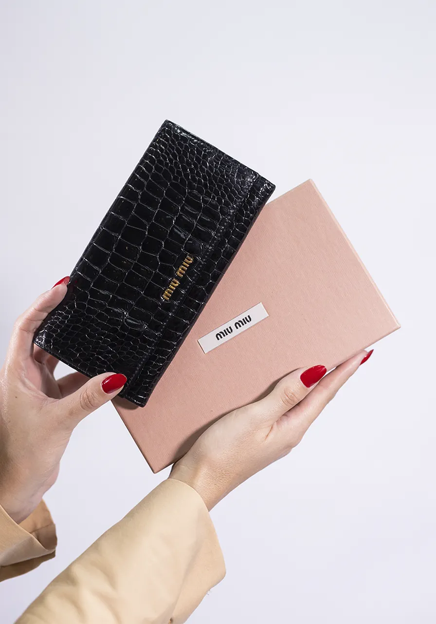 Carteira Miu Miu Croco Flap
