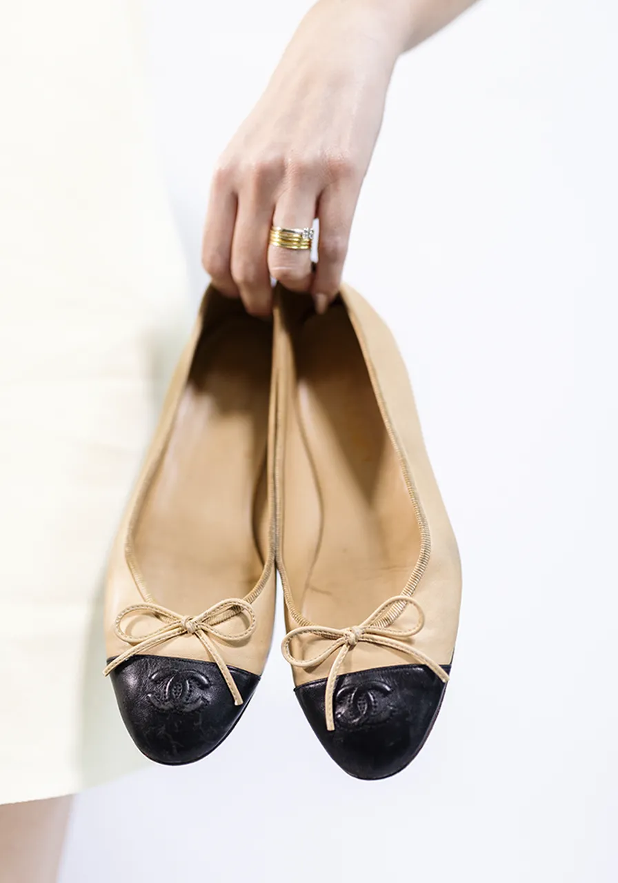 Chanel CC Cap Toe Ballet Flats