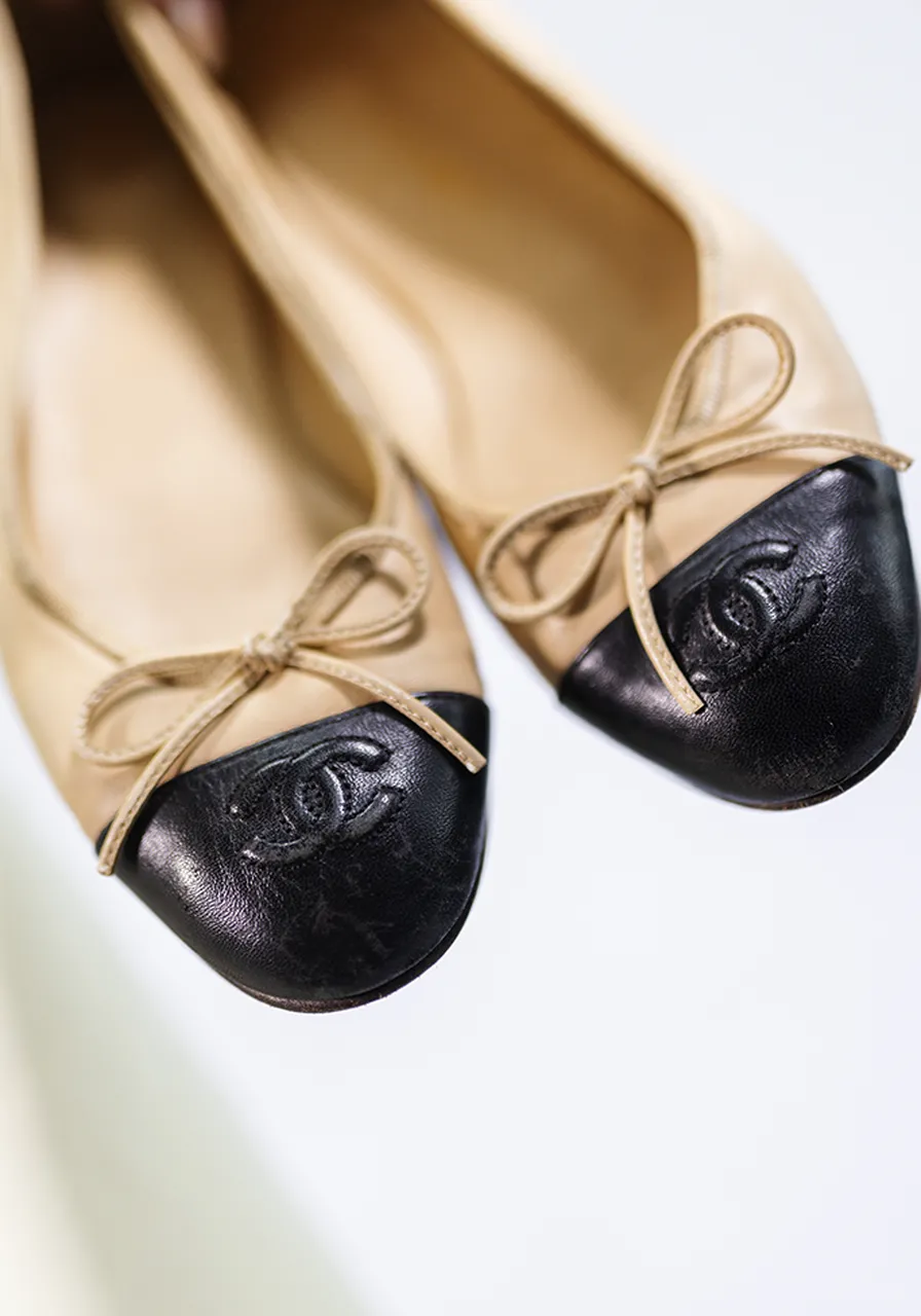 Chanel CC Cap Toe Ballet Flats