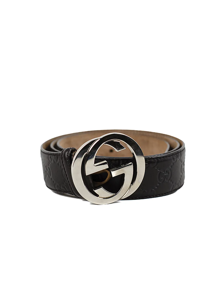 Cinto Gucci Guccissimo Interlocking G Logo Belt
