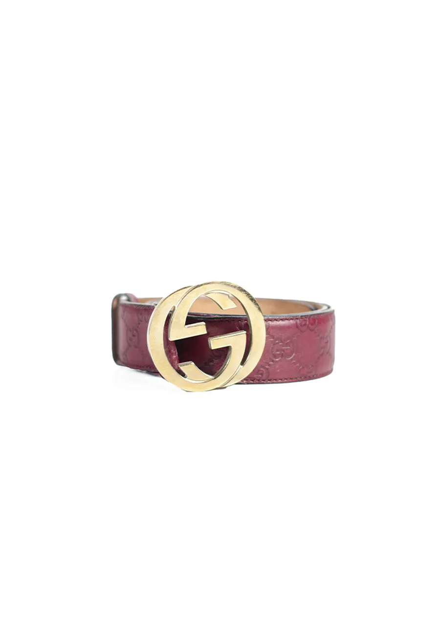 Cinto Gucci Signature GG Vinho