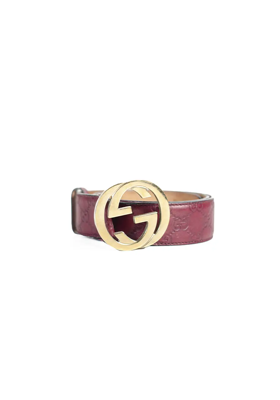 Cinto Gucci Signature GG Vinho