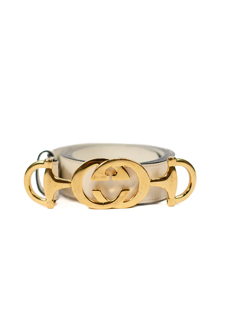 Cinto Gucci Hoserbit  Interlocking White 