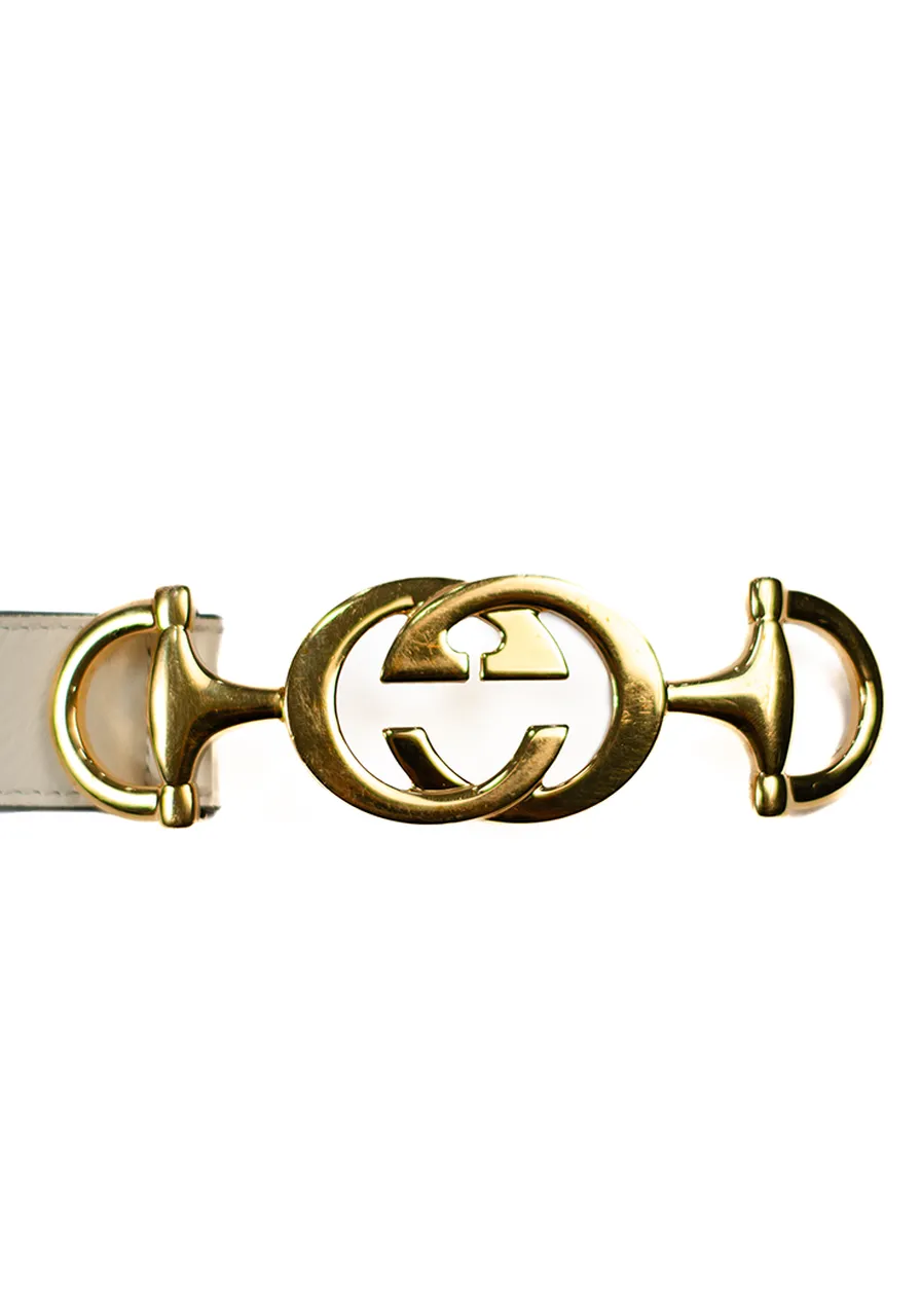 Cinto Gucci Hoserbit  Interlocking White 