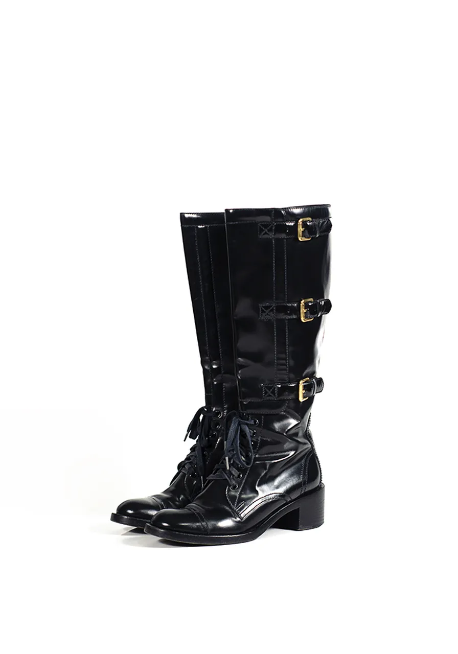 Bota Gucci Patent Leather Combatboots 