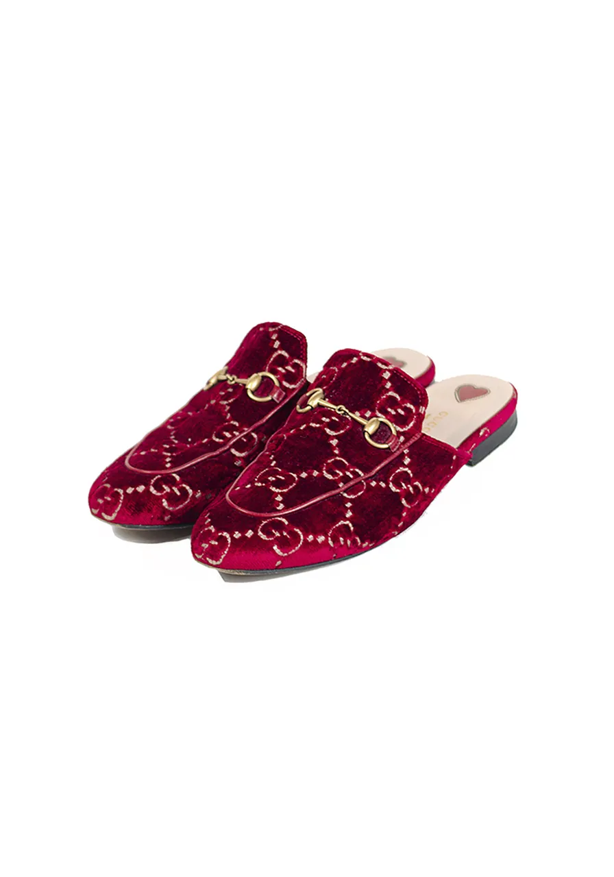 Gucci Princetown GG Velvet Slipper 