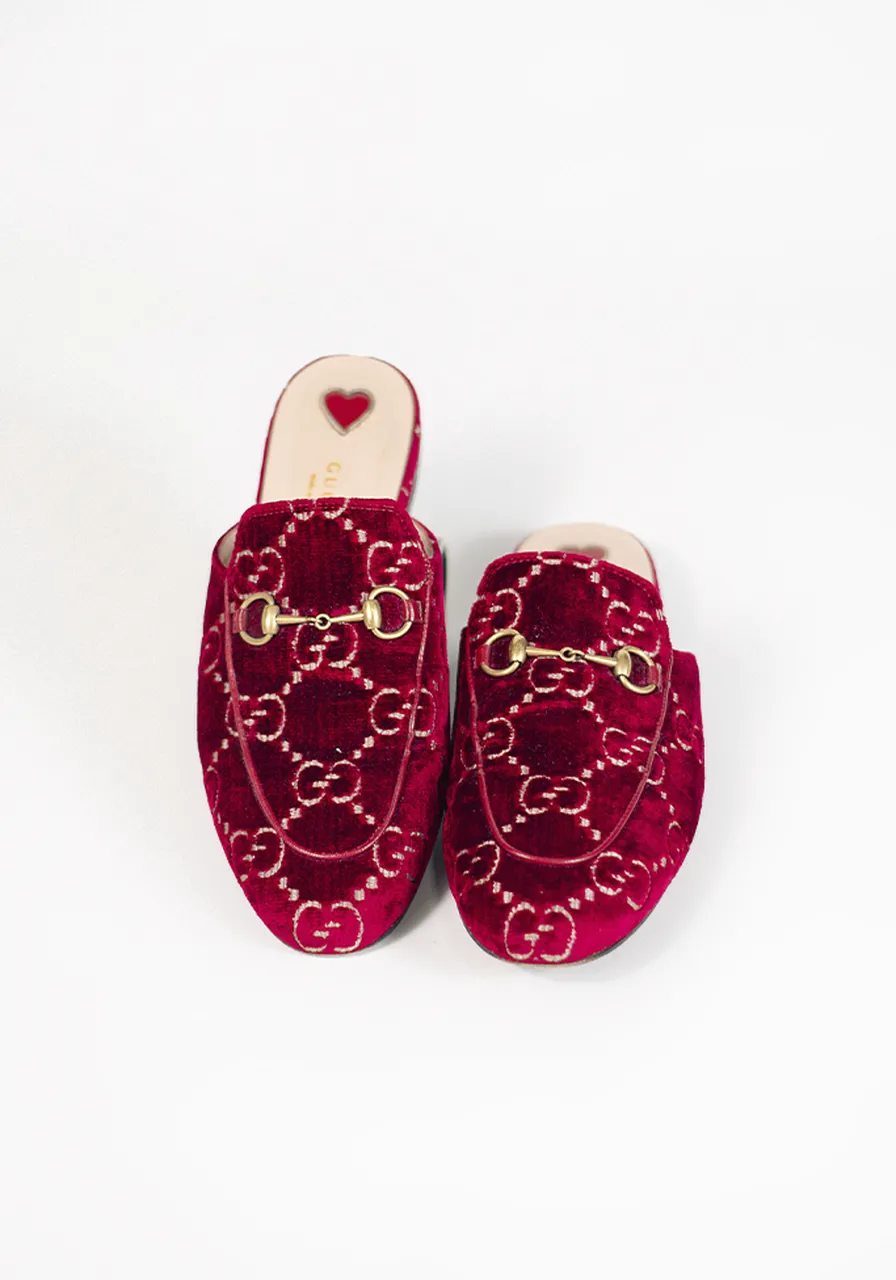 Gucci Princetown GG Velvet Slipper 