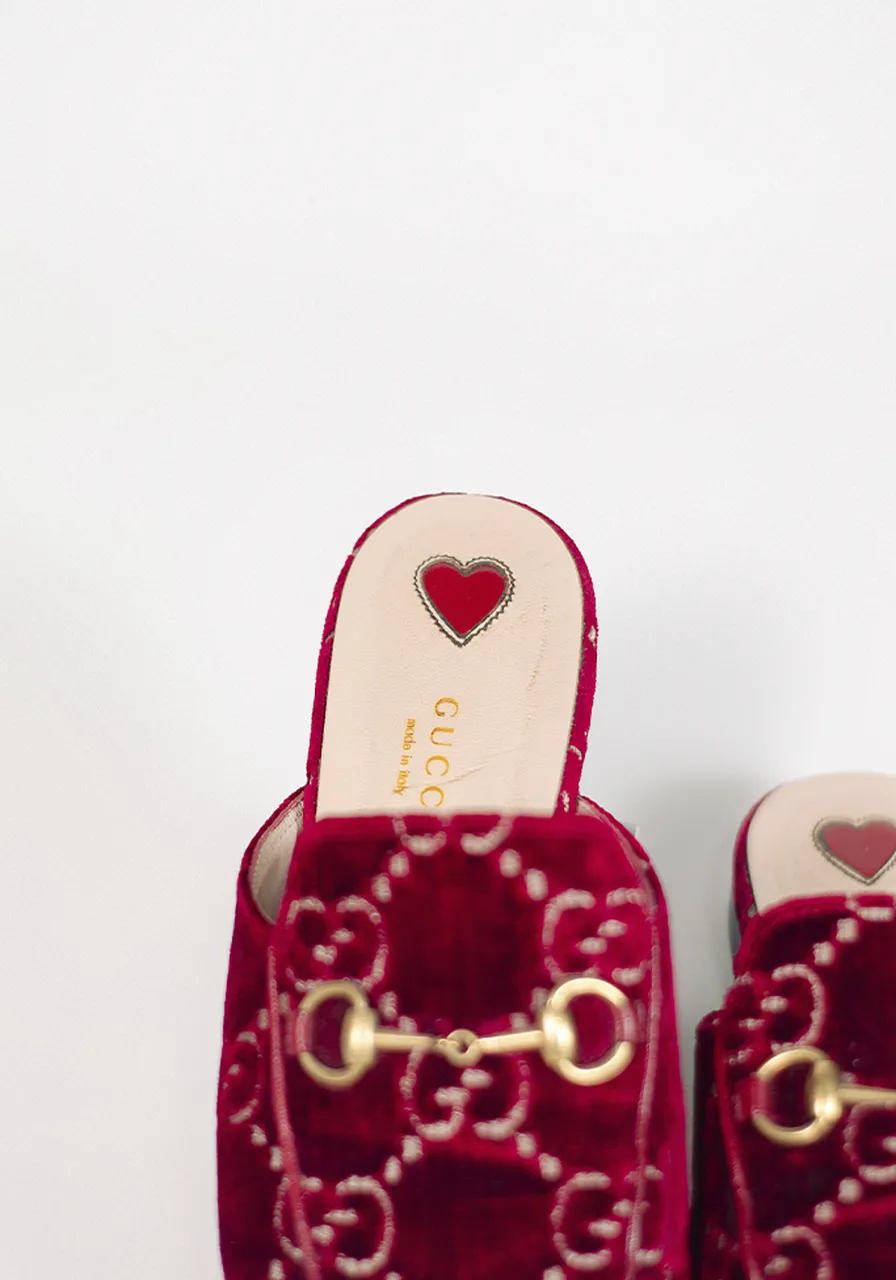 Gucci Princetown GG Velvet Slipper 