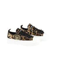 Tênis Dolce & Gabbana Com Cadarço e Estampa de Leopardo   - imagem 1