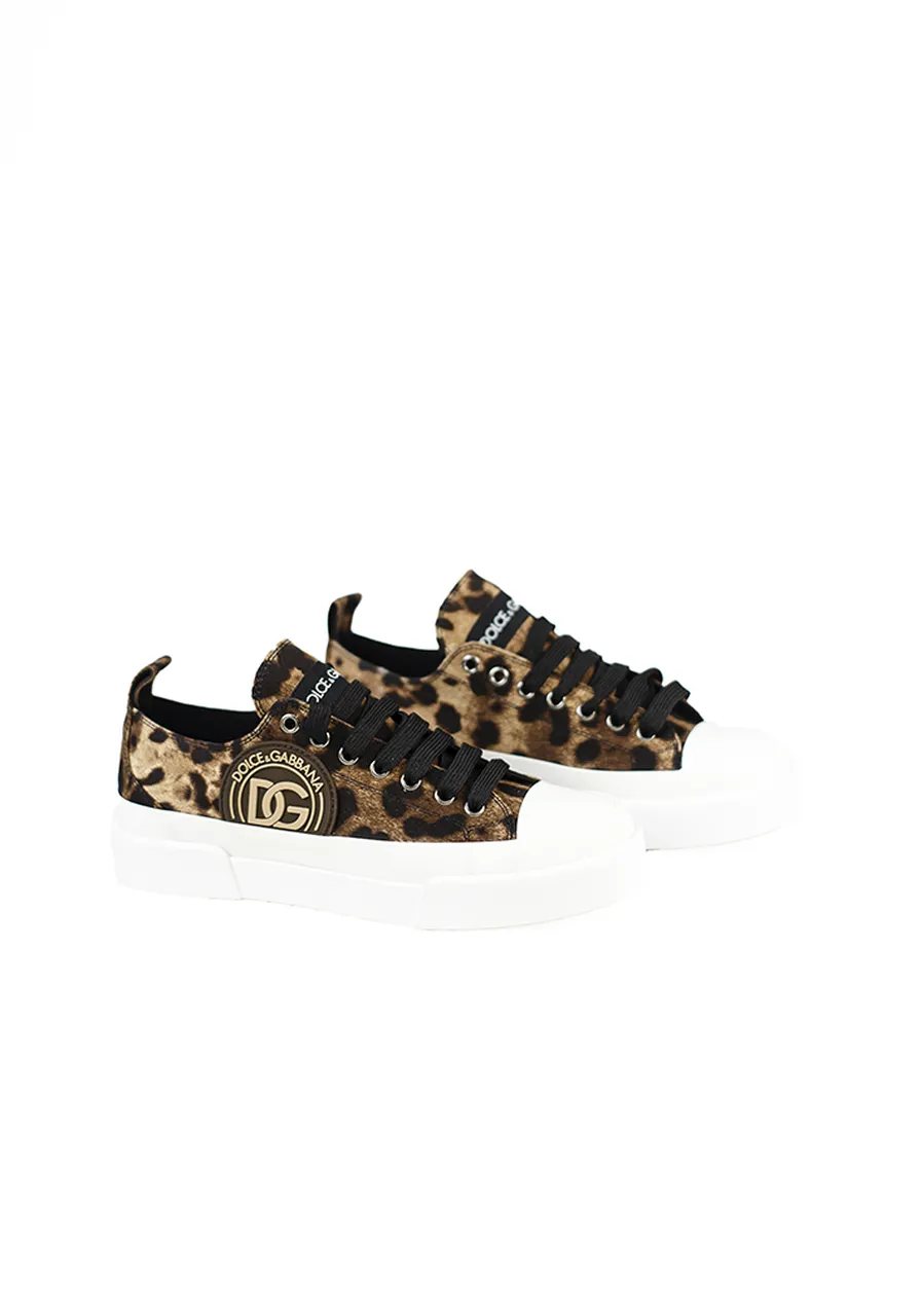Tênis Dolce & Gabbana Com Cadarço e Estampa de Leopardo  