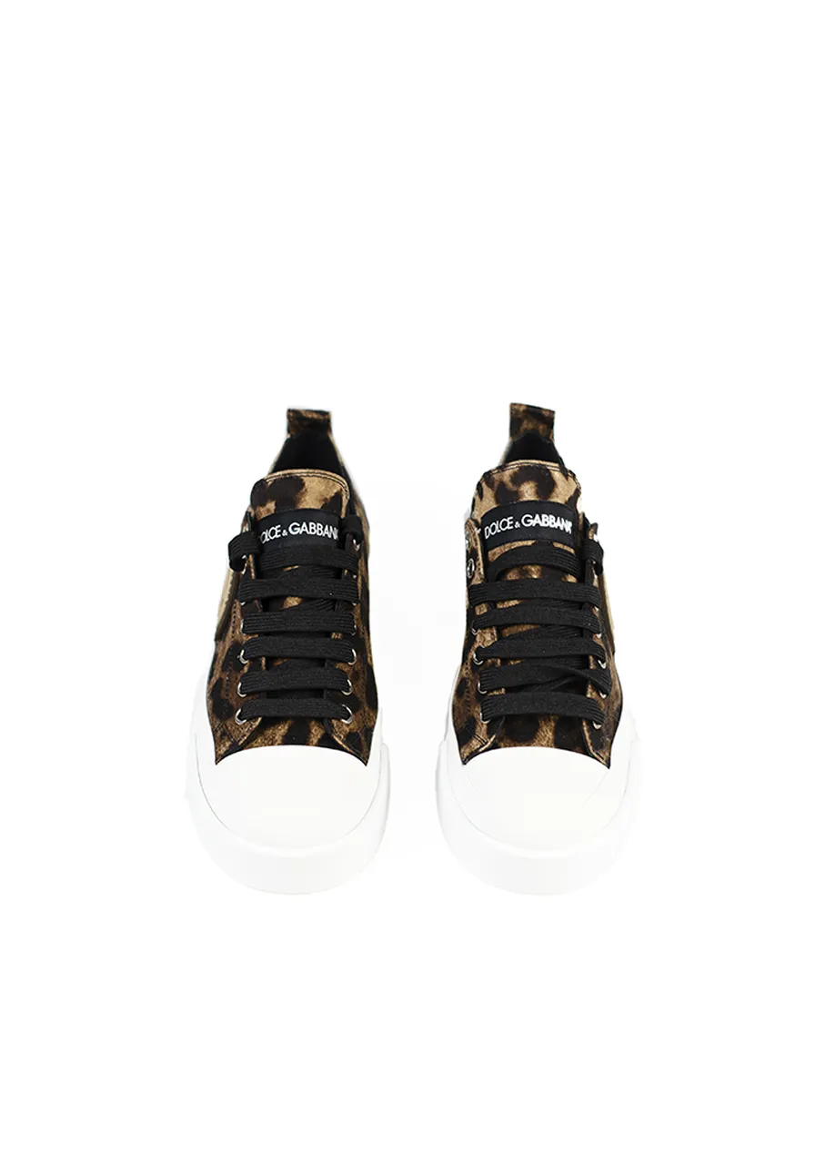 Tênis Dolce & Gabbana Com Cadarço e Estampa de Leopardo  